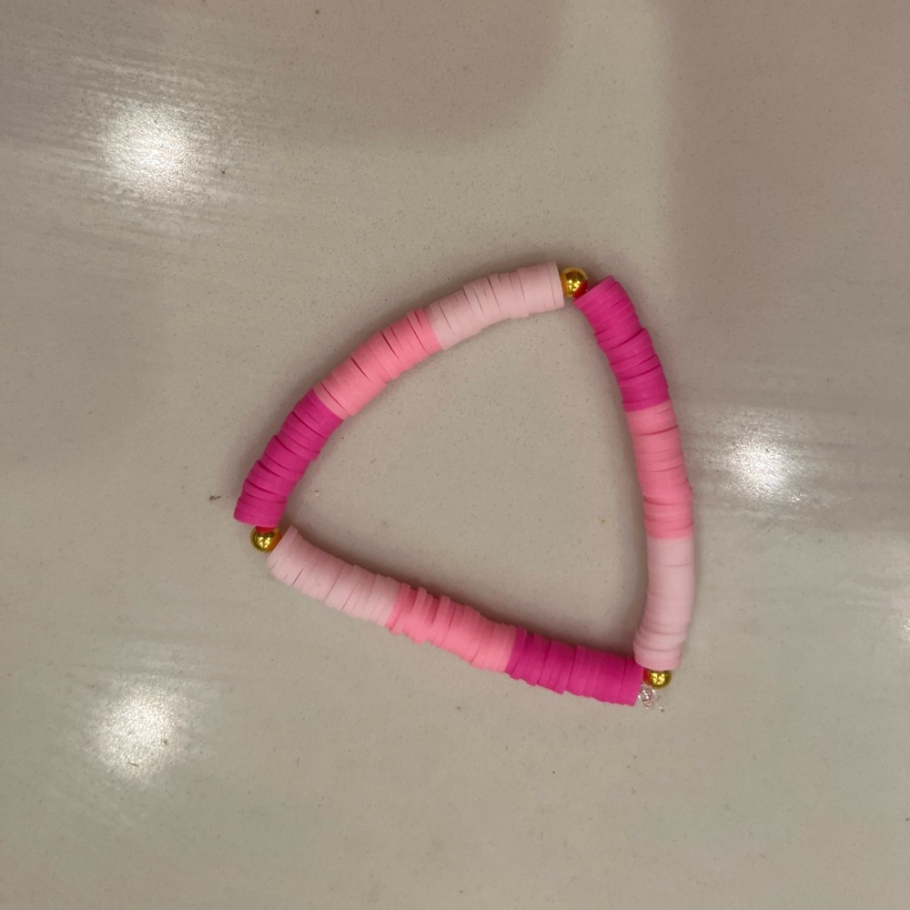 Multi color pink clay bead bracelet
